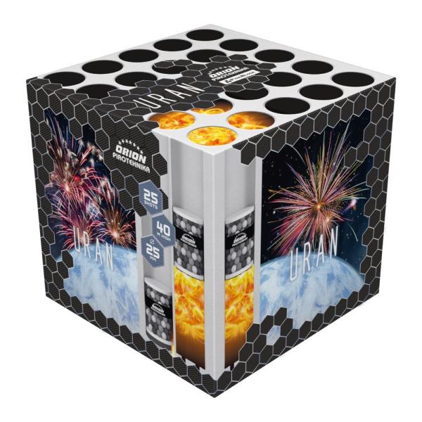 Uran, 25 Schuss, NEM: 307g, Kaliber: 25mm, Brenndauer ca. 32 Sekunden